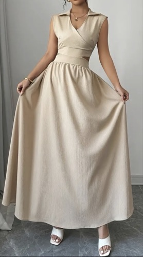 Guest women attire example β neutral maxi dress